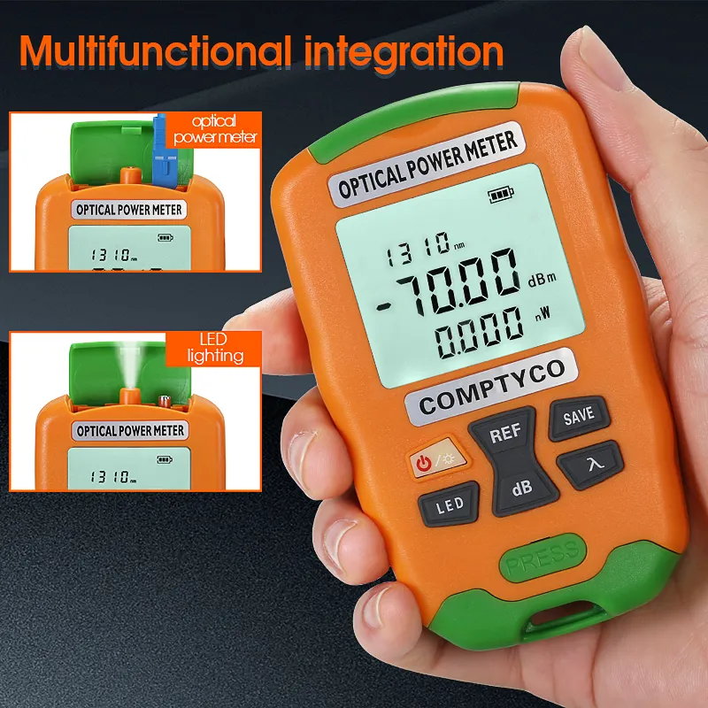 COMPTYCO high-precision handheld mini fiber optic tester AUA-D7/D5 OPM with LED 2-in-1 fiber optic equipment optical power meter