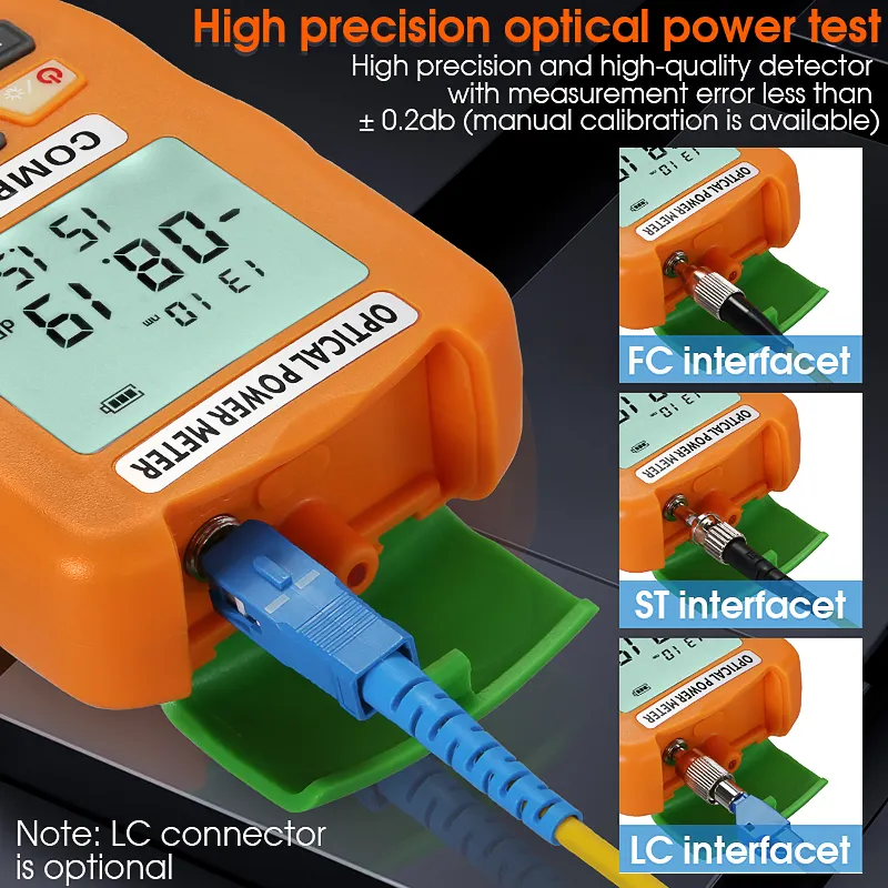 COMPTYCO high-precision handheld mini fiber optic tester AUA-D7/D5 OPM with LED 2-in-1 fiber optic equipment optical power meter