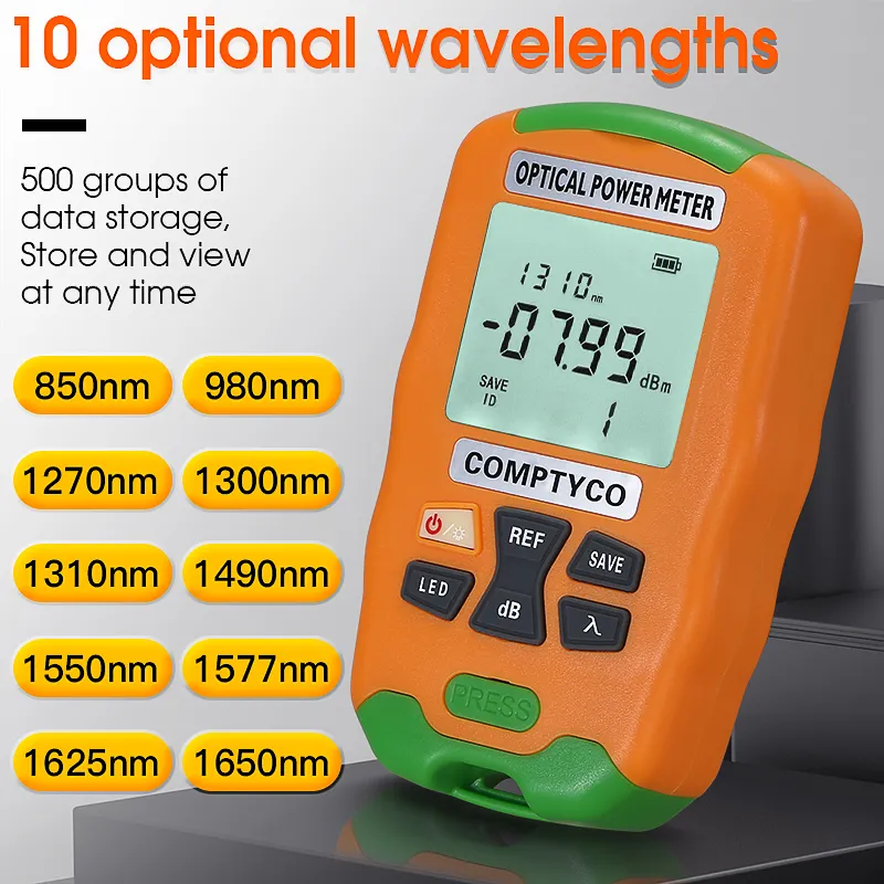 COMPTYCO high-precision handheld mini fiber optic tester AUA-D7/D5 OPM with LED 2-in-1 fiber optic equipment optical power meter