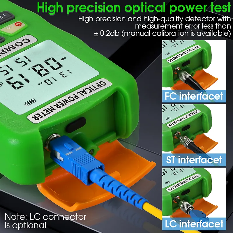 COMPTYCO high-precision handheld charging mini fiber optic tester AUA-DC7/DC5 OPM, with LED 2-in-1 fiber optic equipment optical power meter