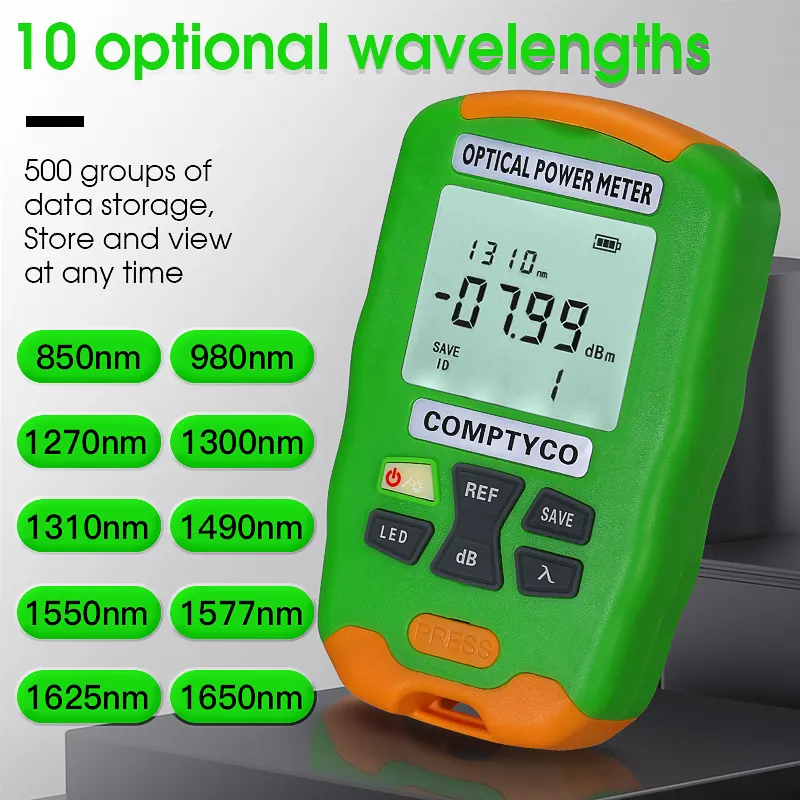 COMPTYCO high-precision handheld charging mini fiber optic tester AUA-DC7/DC5 OPM, with LED 2-in-1 fiber optic equipment optical power meter