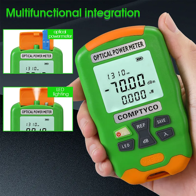COMPTYCO high-precision handheld charging mini fiber optic tester AUA-DC7/DC5 OPM, with LED 2-in-1 fiber optic equipment optical power meter