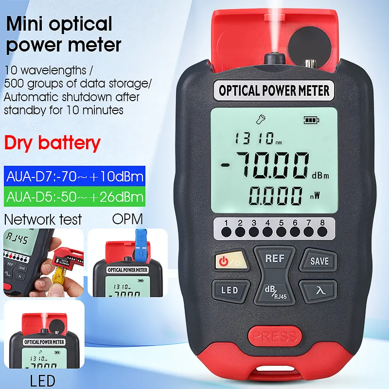 COMPTYCO Fiber Optic Tester AUA-D7/D5 OPM with LED and RJ45 Tester Fiber Optic Equipment Optical Power Meter