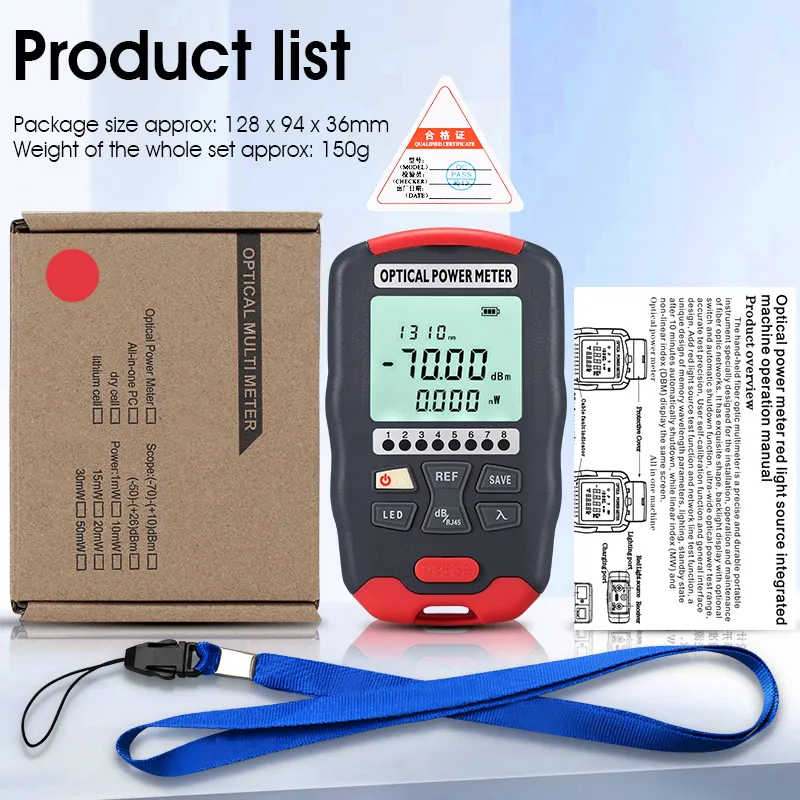 COMPTYCO Fiber Optic Tester AUA-D7/D5 OPM with LED and RJ45 Tester Fiber Optic Equipment Optical Power Meter