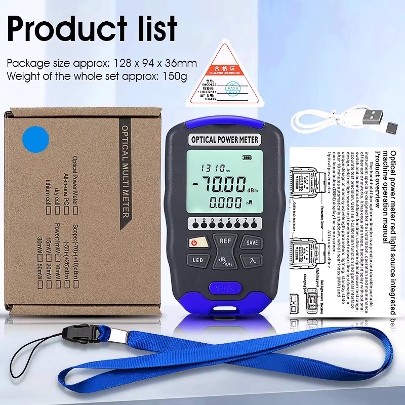 COMPTYCO Fiber Optic Tester AUA-DC7/DC5 Rechargeable OPM with LED and RJ45 tester Fiber Optic Equipment Optical Power Meter