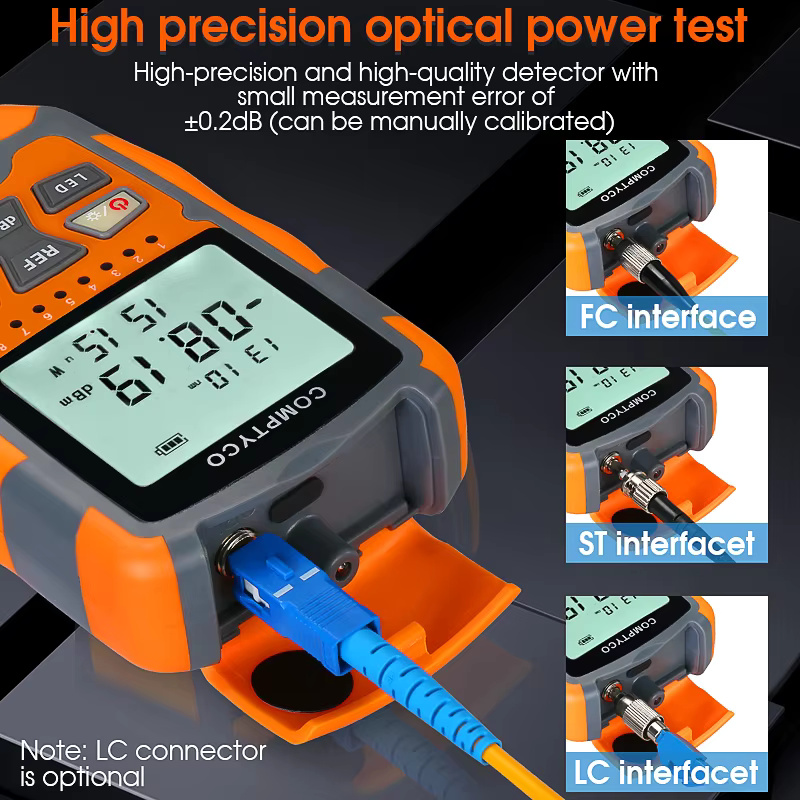 COMPTYCO High precision Fiber Optic Tester AUA-M7/M5 OPM with LED and RJ45 tester Fiber Optic Equipment Mini Optical Power Meter