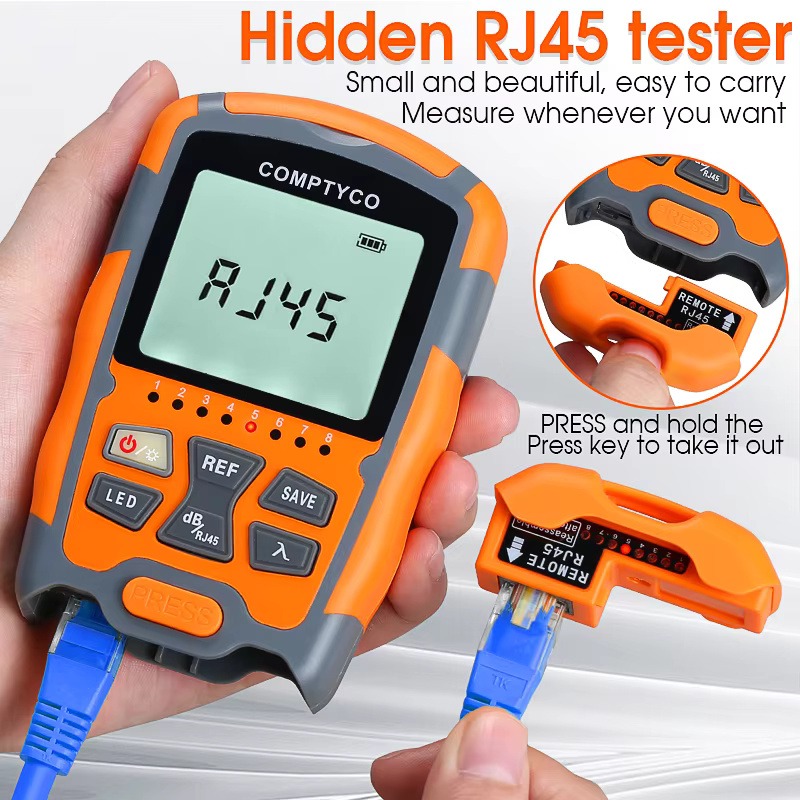 COMPTYCO High precision Fiber Optic Tester AUA-M7/M5 OPM with LED and RJ45 tester Fiber Optic Equipment Mini Optical Power Meter