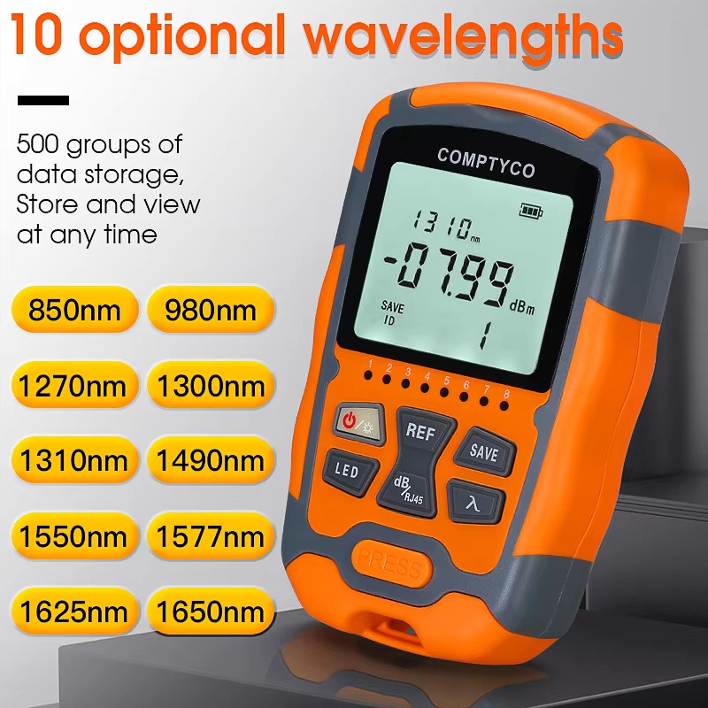 COMPTYCO High precision Fiber Optic Tester AUA-M7/M5 OPM with LED and RJ45 tester Fiber Optic Equipment Mini Optical Power Meter