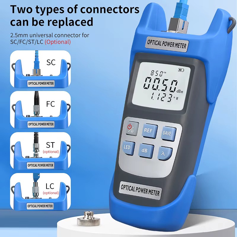 COMPTYCO High Precision Rechargeable OPM with LED Handheld Fiber Tools Optical Fiber Tester 10 wavelength Optical Power Meter