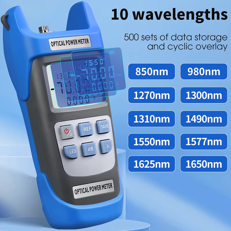 COMPTYCO High Precision Rechargeable OPM with LED Handheld Fiber Tools Optical Fiber Tester 10 wavelength Optical Power Meter