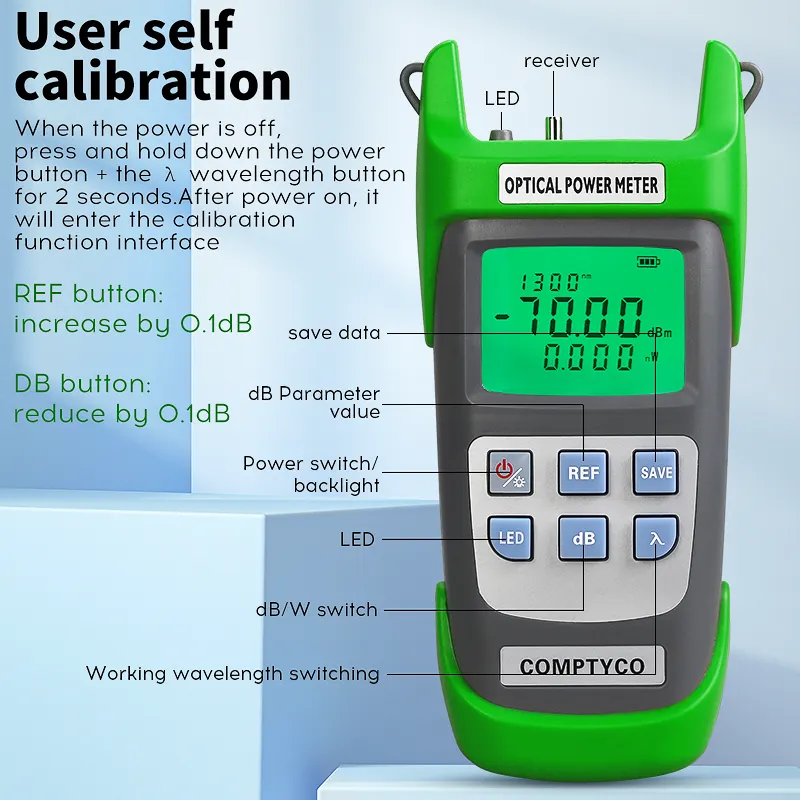 COMPTYCO High precision Fiber Optic Tester AUA-G710A/G510A OPM with LED 10 wavelength Fiber Optic Equipment Optical Power Meter