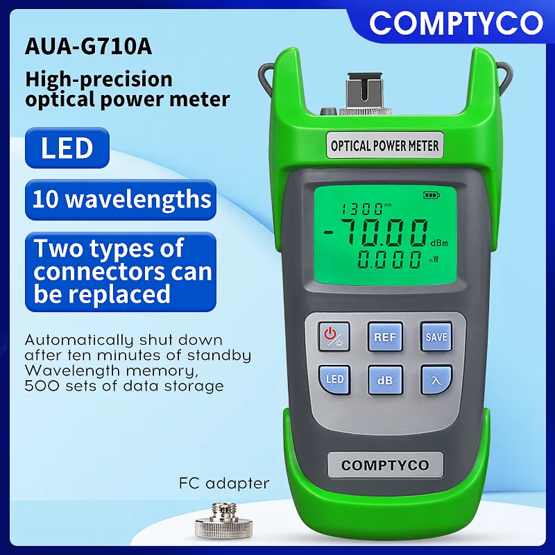 COMPTYCO High precision Fiber Optic Tester AUA-G710A/G510A OPM with LED 10 wavelength Fiber Optic Equipment Optical Power Meter