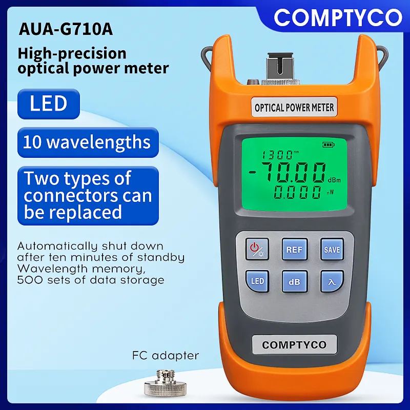 COMPTYCO AUA-G710A/G510A high-precision fiber optic tester OPM with LED 10 wavelength fiber optic equipment optical power meter