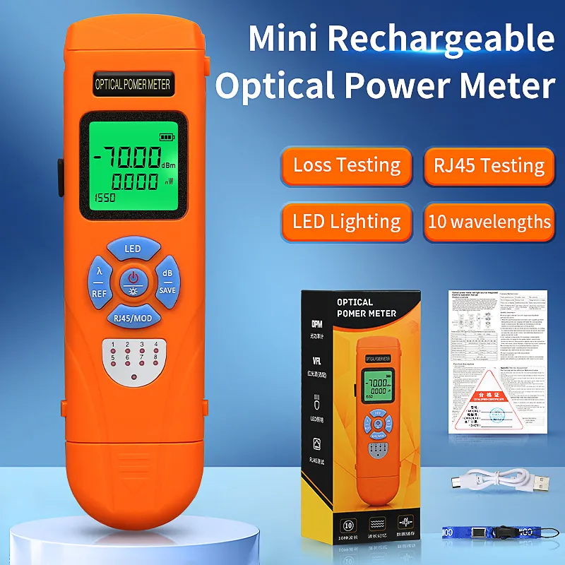 COMPTYCO AUA-C7/C5 Charging High Precision Fiber Optic Tester OPM with LED and RJ45 Tester Fiber Optic Equipment Mini Optical Power Meter