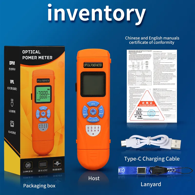 COMPTYCO AUA-C7/C5 Charging High Precision Fiber Optic Tester OPM with LED and RJ45 Tester Fiber Optic Equipment Mini Optical Power Meter