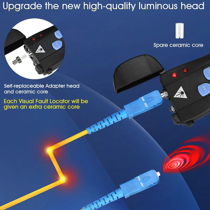 COMPTYCO Mini Fiber Optic Red Light Pen Red Light Source Lighting Pen Passing Pen Fiber Optic Break Test Pen 1/10/20/30/50mw Dry/Rechargeable Available