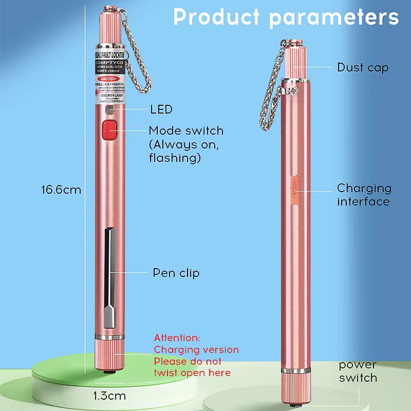 COMPTYCO 5-50mw Rechargeable Fiber Test Pen Red Light Source Breakpoint Detector Laser Pen VFL 5-50km Visual Fault Locator