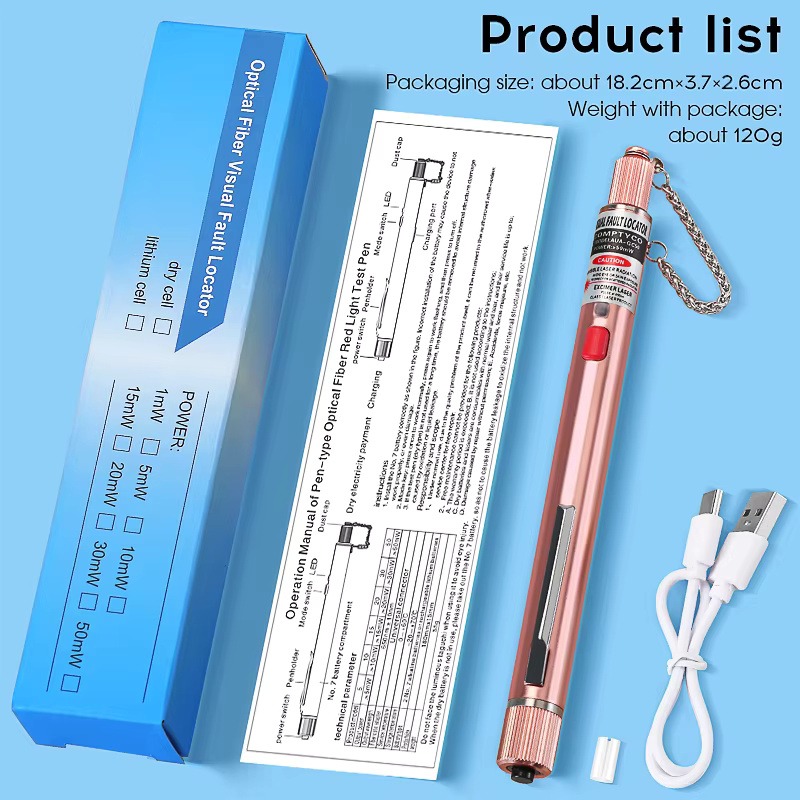 COMPTYCO 5-50mw Rechargeable Fiber Test Pen Red Light Source Breakpoint Detector Laser Pen VFL 5-50km Visual Fault Locator