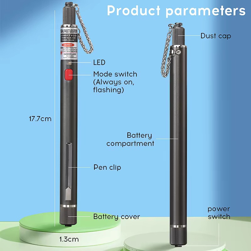 COMPTYCO 5-50mw dry battery fiber optic testing pen, red light source breakpoint detector, VFL 5-50km visual fault locator