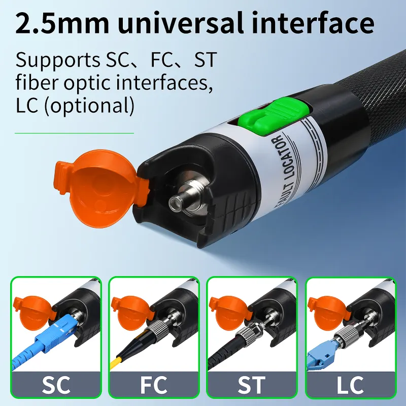 COMPTYCO rechargeable 15-50mw fiber optic test pen VFL 2.5mm FC/SC/ST universal connector breakpoint detector laser pen visual fault locator red light source