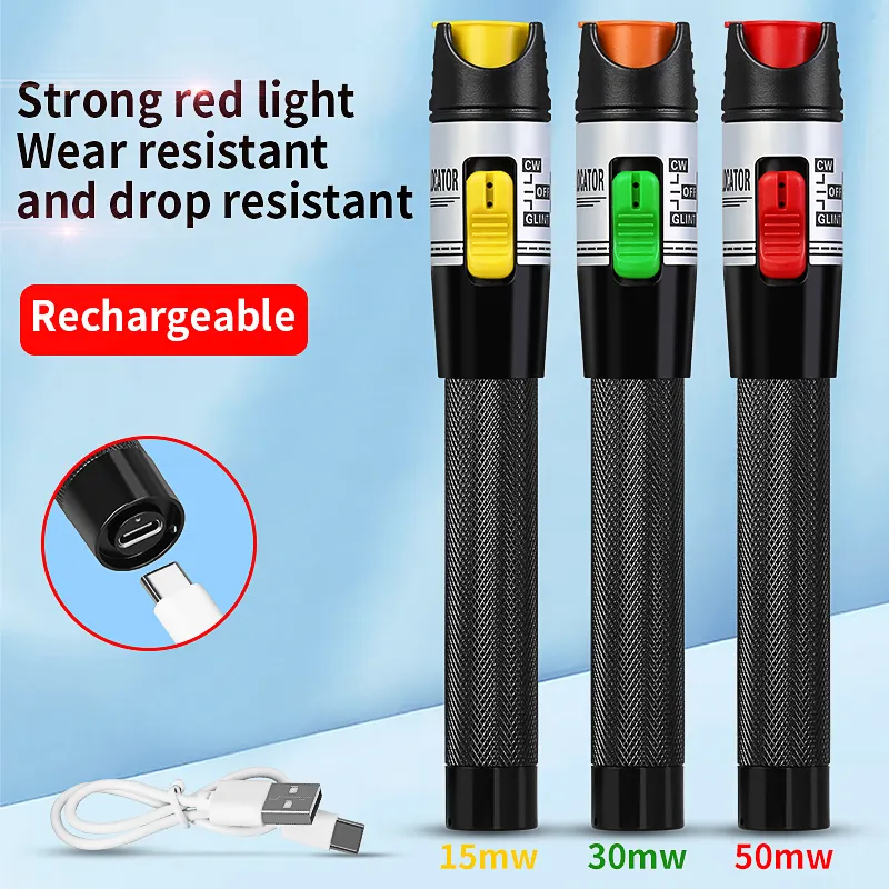 COMPTYCO rechargeable 15-50mw fiber optic test pen VFL 2.5mm FC/SC/ST universal connector breakpoint detector laser pen visual fault locator red light source