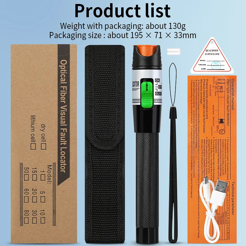 COMPTYCO rechargeable 15-50mw fiber optic test pen VFL 2.5mm FC/SC/ST universal connector breakpoint detector laser pen visual fault locator red light source
