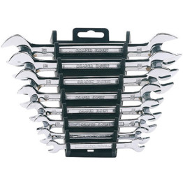 Metric Open Ended Spanner Set, Double End, Chrome Vanadium Steel, Set of 8