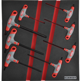 8 Piece 2.0-10.0mm Pro-Torq T-Handled Hexagon Ball Drivers Set in Tool Control 2/3 Width Foam Inlay.