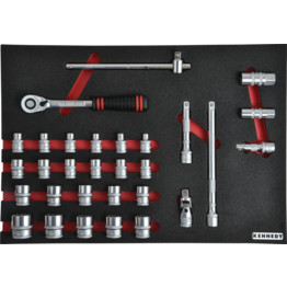 30 Piece Professional Metric Socket Set 1/2" in Tool Control Full Width Foam Inlay. (Copy)