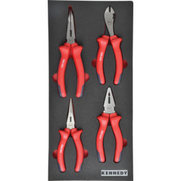 4 Piece Pro-Torq VDE Insulated Pliers Set in Tool Control 1/3 Width Foam Inlay