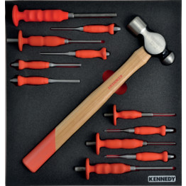 12 Piece Punch and Hammer Set in Tool Control 2/3 With Foam Inlay for Tool Cabinets.