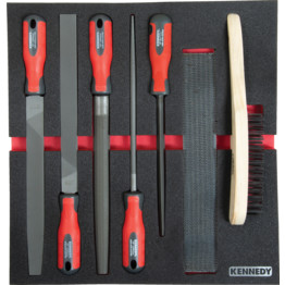 7 Piece Engineers File Set With Handles in Tool Control 2/3 Width Foam Inlay.
