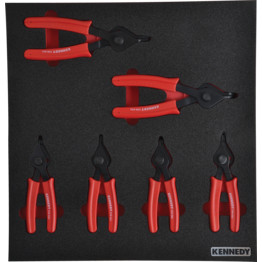 6 Piece Reversible Circlip Pliers, Straight & Bent Nose Set in Tool Control 2/3 Width Foam Inlay.
