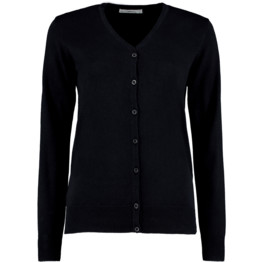 KK354 LADIES ARUNDEL V NECK CARDIGAN BLACK SIZE 10