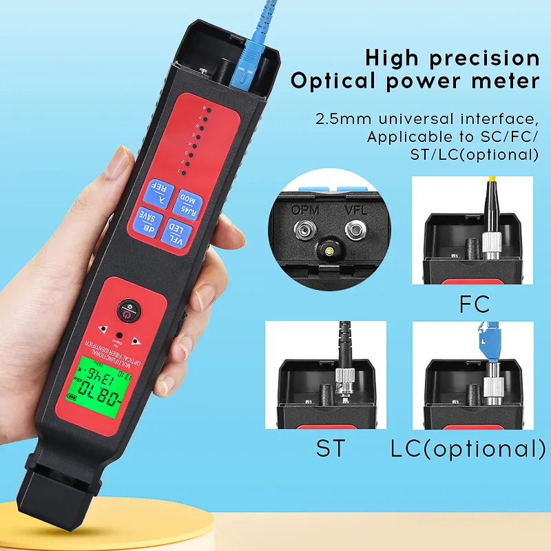 COMPTYCO AUA-507/505 Five-in-One Fiber Optic Signal Identifier Optical Power Meter Red Light Source Red Light Pen RJ45 Test LED Lighting Single Mode/Multimode Power Detection Four-in-One Fixture