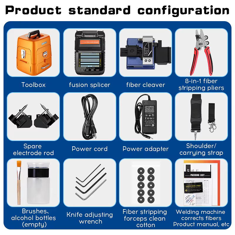 AI-6C+ Optical Fiber Welding Machine Fiber Optic Splicer Kit Fusion Splicer Machine 6 motor with LED Fiber Optic Fusion Splicer