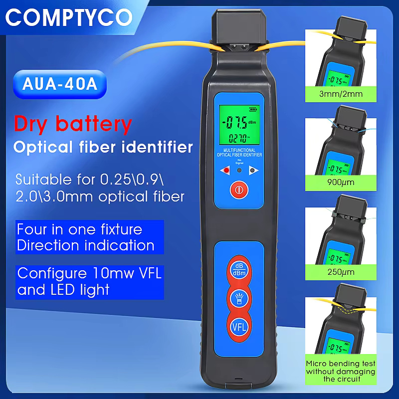 COMPTYCO AUA-40A dry battery 4 in 1 fixed device configuration OFI+10mw VFL+LED 3 in 1 SM MM fiber cable Fiber Optic Identifier