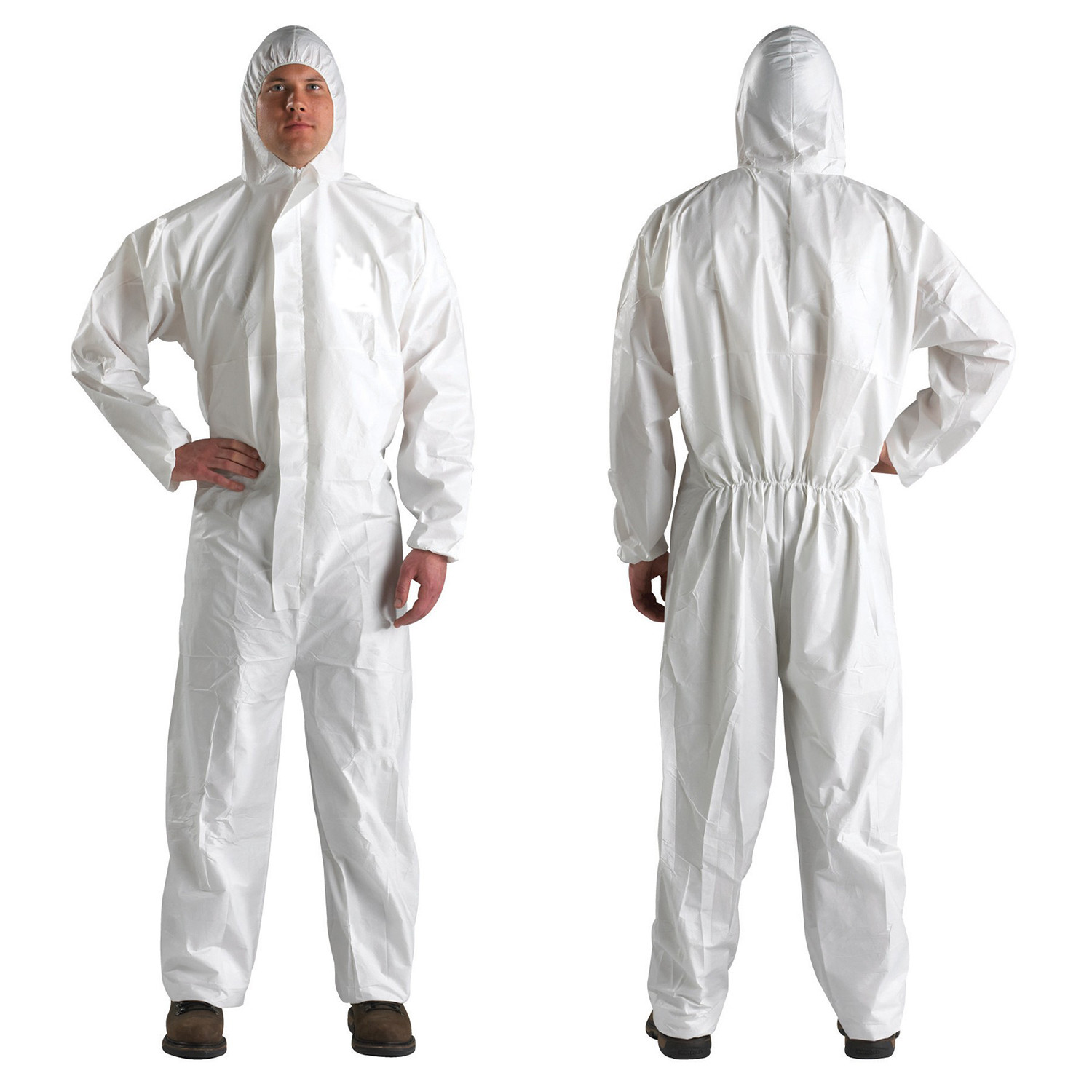 Chemical Antistatic Waterproof Breathable Disposable Clothing Industrial Overalls PP SMS Microporous White Protective Coverall