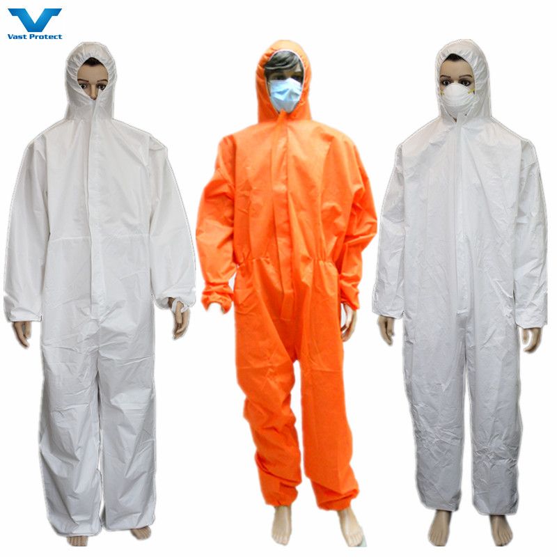 Chemical Antistatic Waterproof Breathable Disposable Clothing Industrial Overalls PP SMS Microporous White Protective Coverall
