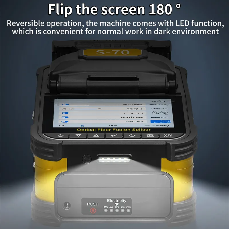 S-70 Fiber Optic Fusion Splicer 6 Motor Touchscreen Fusion Splicer 7800mAh Fiber Optic Fusion Splicer