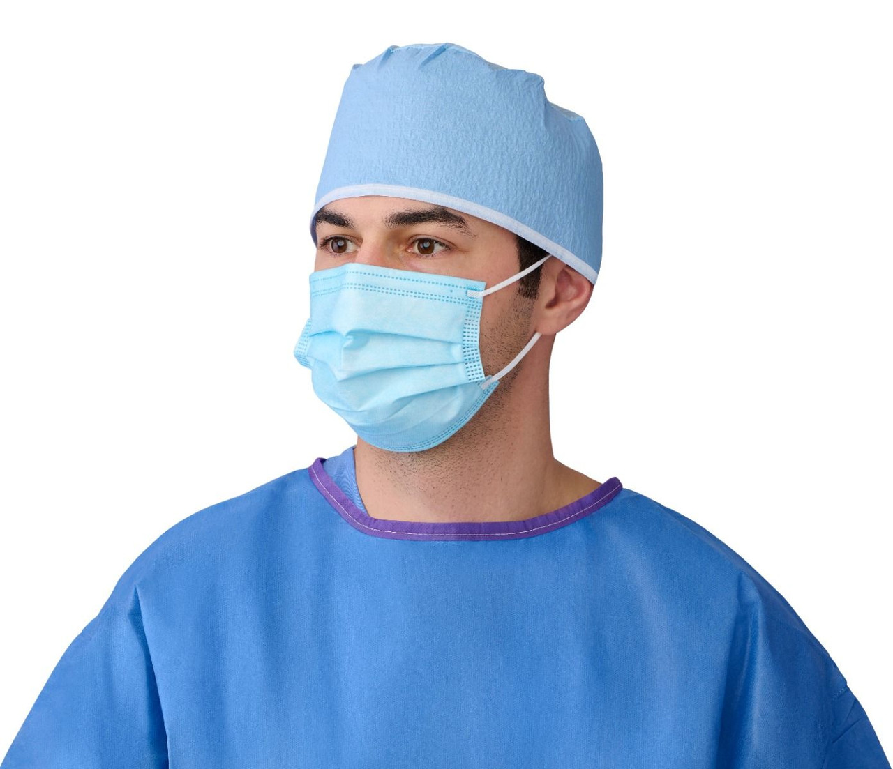 Curad Germ Shield Max Barrier 4-Ply Medical Grade Face Masks, Blue, 5/Box