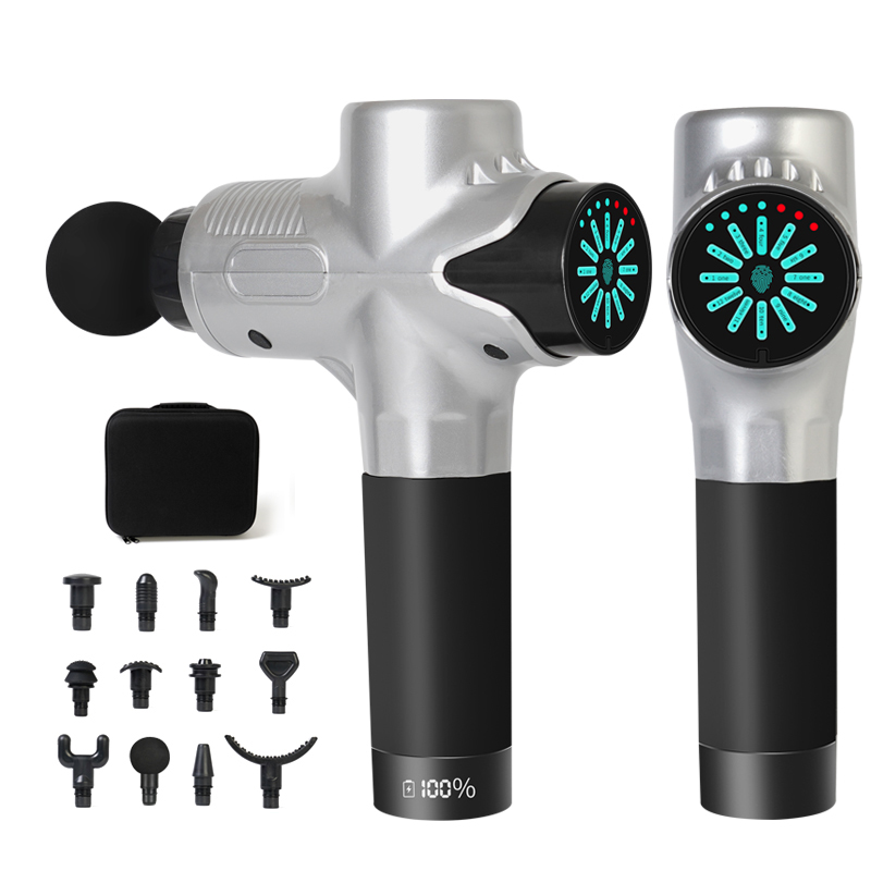 Best Handheld Deep Tissue Muscle Gun Massager with LCD Display Heat Vibrator & Mat Heads for Body Application