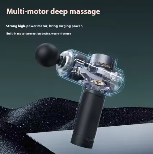 Body Exercise Recovery Fascia Gun Custom Four Headed Rechargeable Vibration Deep Tissue Smart Mini LED Massage Gun