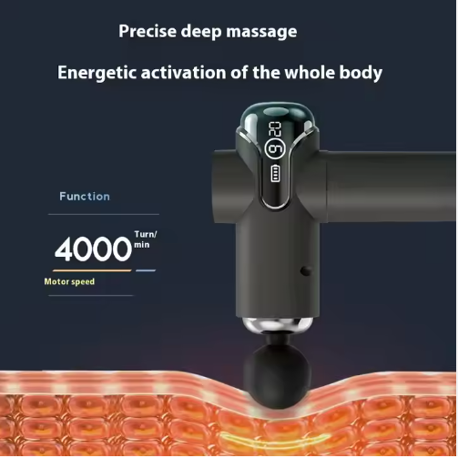 Body Exercise Recovery Fascia Gun Custom Four Headed Rechargeable Vibration Deep Tissue Smart Mini LED Massage Gun
