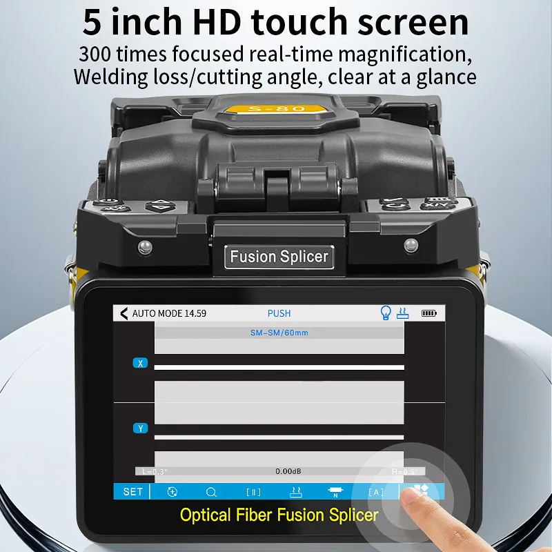 COMPTYCO S-80 Fiber Optic Fusion Splicer 6 Motor Touchscreen Fusion Splicer 7800mAh Fiber Optic Fusion Splicer