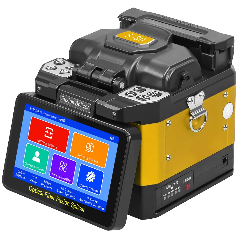 COMPTYCO S-80 Fiber Optic Fusion Splicer 6 Motor Touchscreen Fusion Splicer 7800mAh Fiber Optic Fusion Splicer