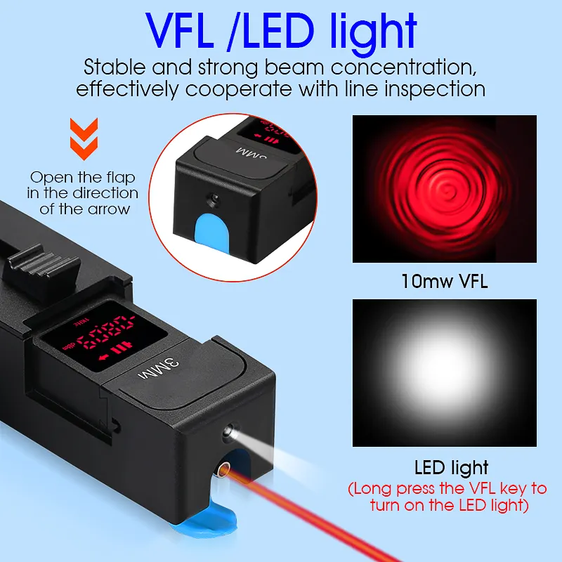 COMPTYCO Fiber Optic Signal Recognition Instrument AUA-35 Single mode Multimode Fiber Optic Direction Recognition Red Pen Light Power Frequency LED Light Five in One Detector