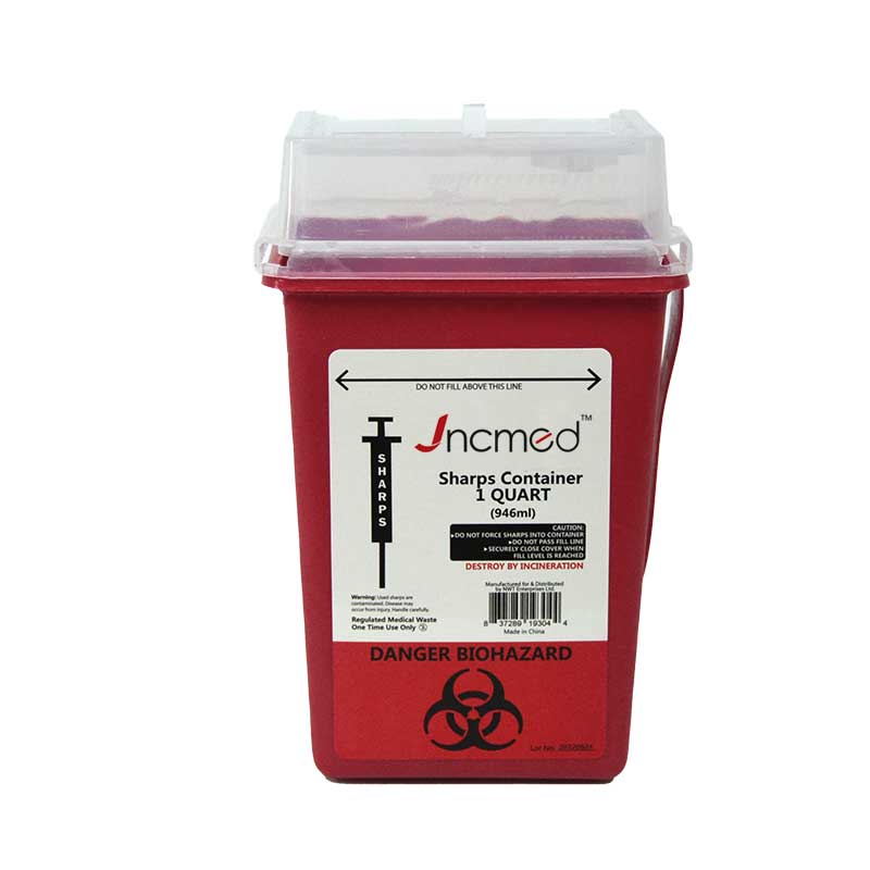 Disposable Biohazard Sharps Container 1qt Medical Trash Bin