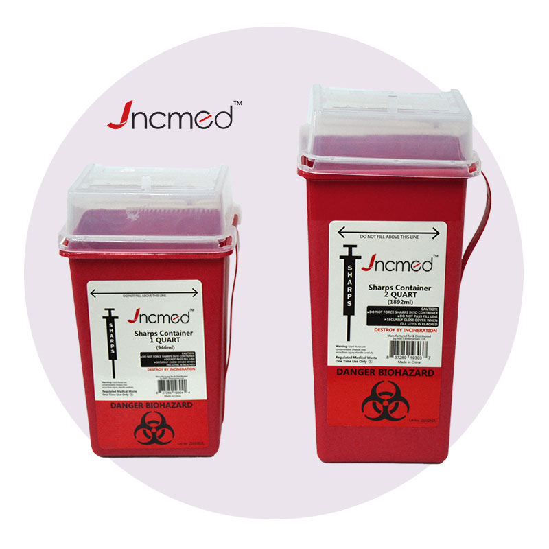 Disposable Biohazard Sharps Container 1qt Medical Trash Bin