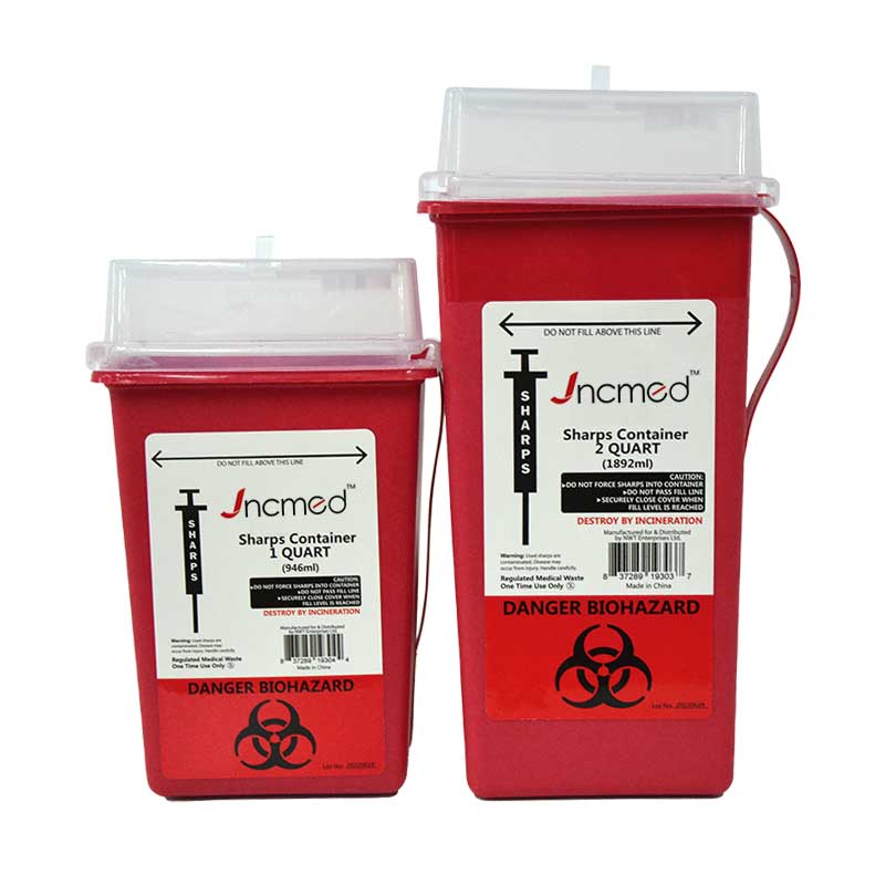 Disposable Biohazard Sharps Container 1qt Medical Trash Bin